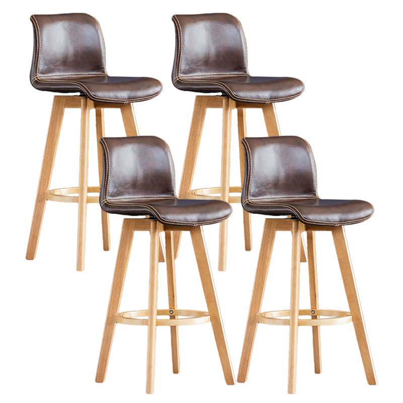 Scandinavia Style Bar-stool Wooden Legs Rectangle Seat for Kitchen Bar Dark Brown Natural 4 Piece Set Clearhalo 'Bar Furniture' 'Bar Stools' 'bar_stools' 'furn' 'furn_bar_stools' 'furniture_bar_stools' 'Kitchen & Dining Furniture' 'kitchen&dining_furn' 'kitchen' 'kitchen_furn' Furniture' 4576032