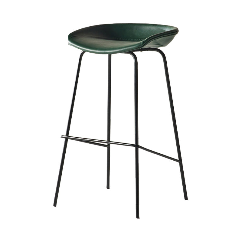 Modern Style Iron Bar Chair with Footrest Low Back Simple Bar Stool Green 1 Piece Counter Stool(26"H) Clearhalo 'Bar Furniture' 'Bar Stools' 'bar_stools' 'furn' 'furn_bar_stools' 'furniture_bar_stools' 'Kitchen & Dining Furniture' 'kitchen&dining_furn' 'kitchen' 'kitchen_furn' Furniture' 4576040