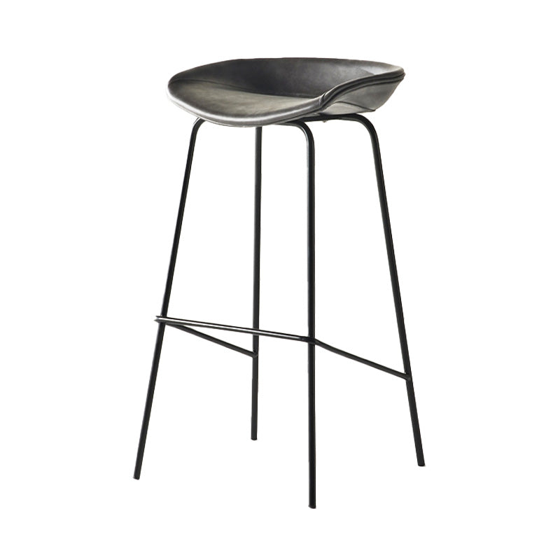 Modern Style Iron Bar Chair with Footrest Low Back Simple Bar Stool Grey 1 Piece Bar Stool(30"H) Clearhalo 'Bar Furniture' 'Bar Stools' 'bar_stools' 'furn' 'furn_bar_stools' 'furniture_bar_stools' 'Kitchen & Dining Furniture' 'kitchen&dining_furn' 'kitchen' 'kitchen_furn' Furniture' 4576050