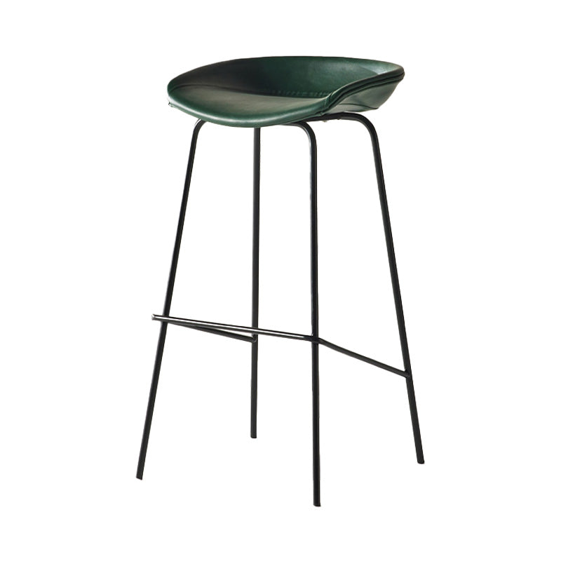 Modern Style Iron Bar Chair with Footrest Low Back Simple Bar Stool Green 1 Piece Bar Stool(30"H) Clearhalo 'Bar Furniture' 'Bar Stools' 'bar_stools' 'furn' 'furn_bar_stools' 'furniture_bar_stools' 'Kitchen & Dining Furniture' 'kitchen&dining_furn' 'kitchen' 'kitchen_furn' Furniture' 4576051