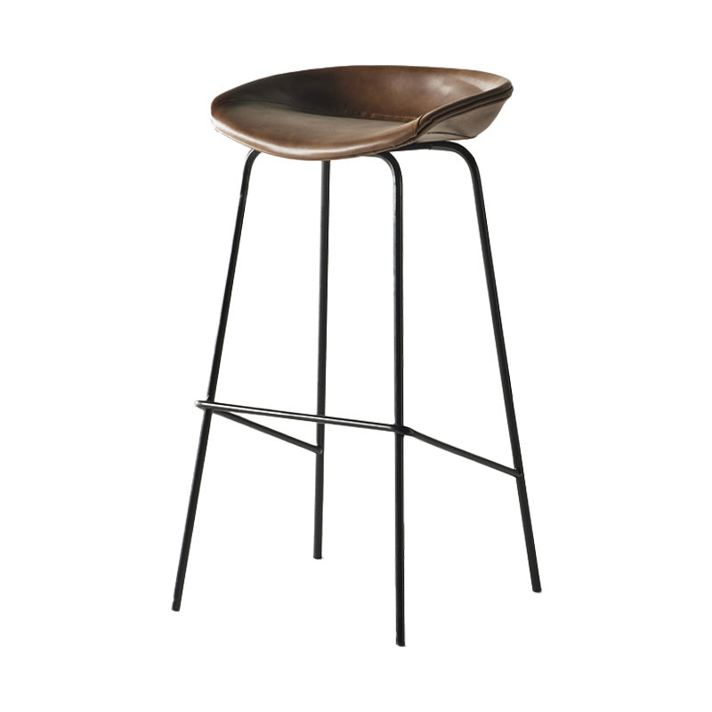 Modern Style Iron Bar Chair with Footrest Low Back Simple Bar Stool Brown 1 Piece Bar Stool(30"H) Clearhalo 'Bar Furniture' 'Bar Stools' 'bar_stools' 'furn' 'furn_bar_stools' 'furniture_bar_stools' 'Kitchen & Dining Furniture' 'kitchen&dining_furn' 'kitchen' 'kitchen_furn' Furniture' 4576053