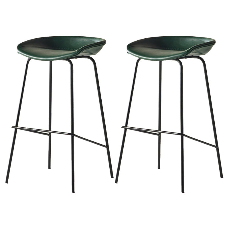 Modern Style Iron Bar Chair with Footrest Low Back Simple Bar Stool Green 2 Piece Set Counter Stool(26"H) Clearhalo 'Bar Furniture' 'Bar Stools' 'bar_stools' 'furn' 'furn_bar_stools' 'furniture_bar_stools' 'Kitchen & Dining Furniture' 'kitchen&dining_furn' 'kitchen' 'kitchen_furn' Furniture' 4576057