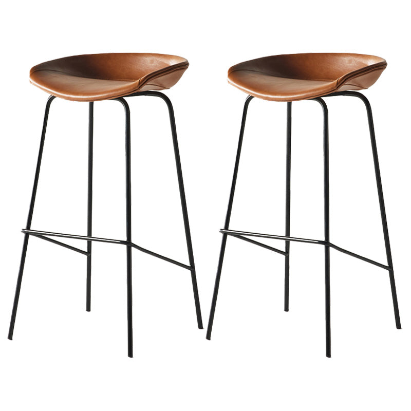 Modern Style Iron Bar Chair with Footrest Low Back Simple Bar Stool Orange 2 Piece Set Bar Stool(30"H) Clearhalo 'Bar Furniture' 'Bar Stools' 'bar_stools' 'furn' 'furn_bar_stools' 'furniture_bar_stools' 'Kitchen & Dining Furniture' 'kitchen&dining_furn' 'kitchen' 'kitchen_furn' Furniture' 4576060