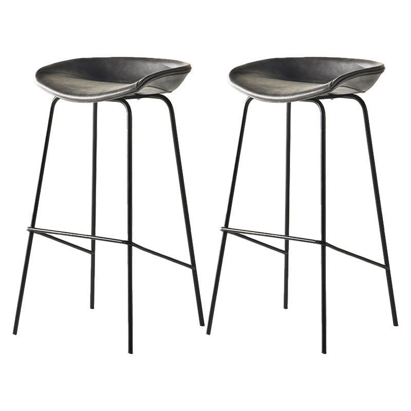 Modern Style Iron Bar Chair with Footrest Low Back Simple Bar Stool Grey 2 Piece Set Bar Stool(30"H) Clearhalo 'Bar Furniture' 'Bar Stools' 'bar_stools' 'furn' 'furn_bar_stools' 'furniture_bar_stools' 'Kitchen & Dining Furniture' 'kitchen&dining_furn' 'kitchen' 'kitchen_furn' Furniture' 4576062
