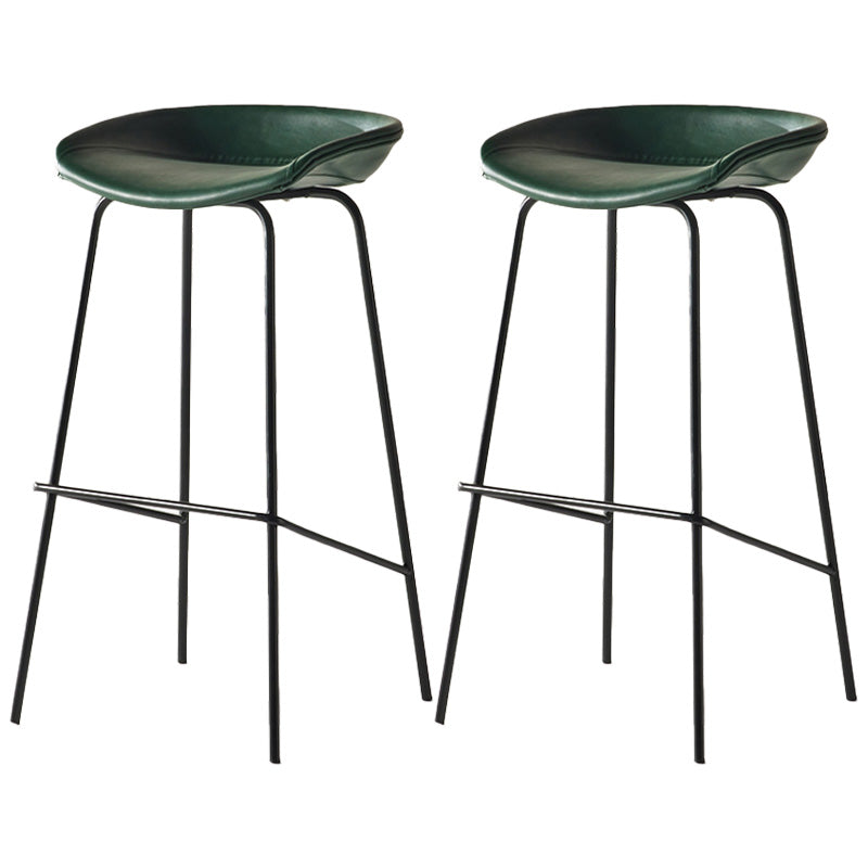 Modern Style Iron Bar Chair with Footrest Low Back Simple Bar Stool Green 2 Piece Set Bar Stool(30"H) Clearhalo 'Bar Furniture' 'Bar Stools' 'bar_stools' 'furn' 'furn_bar_stools' 'furniture_bar_stools' 'Kitchen & Dining Furniture' 'kitchen&dining_furn' 'kitchen' 'kitchen_furn' Furniture' 4576063