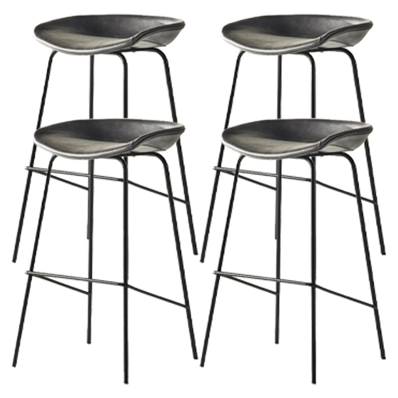 Modern Style Iron Bar Chair with Footrest Low Back Simple Bar Stool Grey 4 Piece Set Counter Stool(26"H) Clearhalo 'Bar Furniture' 'Bar Stools' 'bar_stools' 'furn' 'furn_bar_stools' 'furniture_bar_stools' 'Kitchen & Dining Furniture' 'kitchen&dining_furn' 'kitchen' 'kitchen_furn' Furniture' 4576068