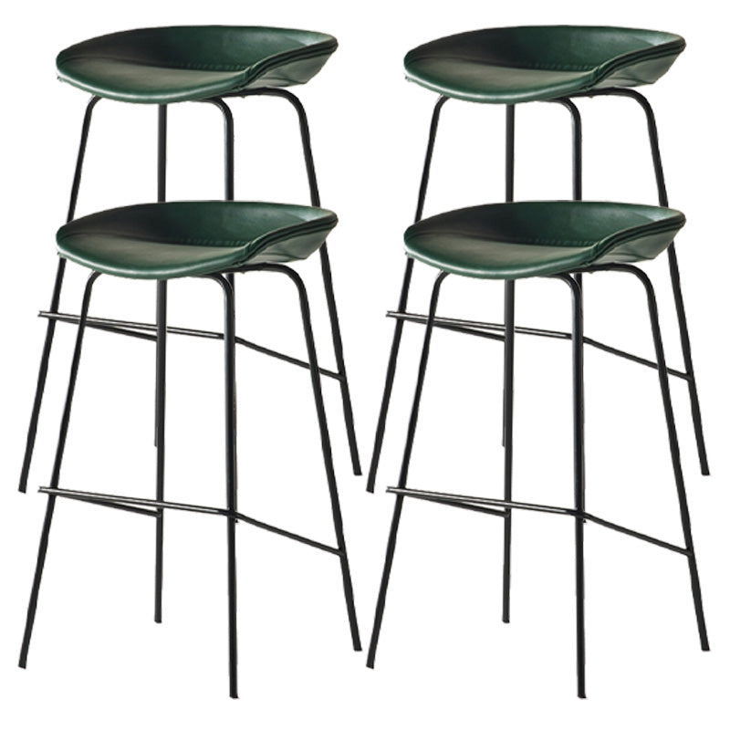 Modern Style Iron Bar Chair with Footrest Low Back Simple Bar Stool Green 4 Piece Set Counter Stool(26"H) Clearhalo 'Bar Furniture' 'Bar Stools' 'bar_stools' 'furn' 'furn_bar_stools' 'furniture_bar_stools' 'Kitchen & Dining Furniture' 'kitchen&dining_furn' 'kitchen' 'kitchen_furn' Furniture' 4576069
