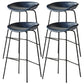 Modern Style Iron Bar Chair with Footrest Low Back Simple Bar Stool Blue 4 Piece Set Bar Stool(30"H) Clearhalo 'Bar Furniture' 'Bar Stools' 'bar_stools' 'furn' 'furn_bar_stools' 'furniture_bar_stools' 'Kitchen & Dining Furniture' 'kitchen&dining_furn' 'kitchen' 'kitchen_furn' Furniture' 4576073