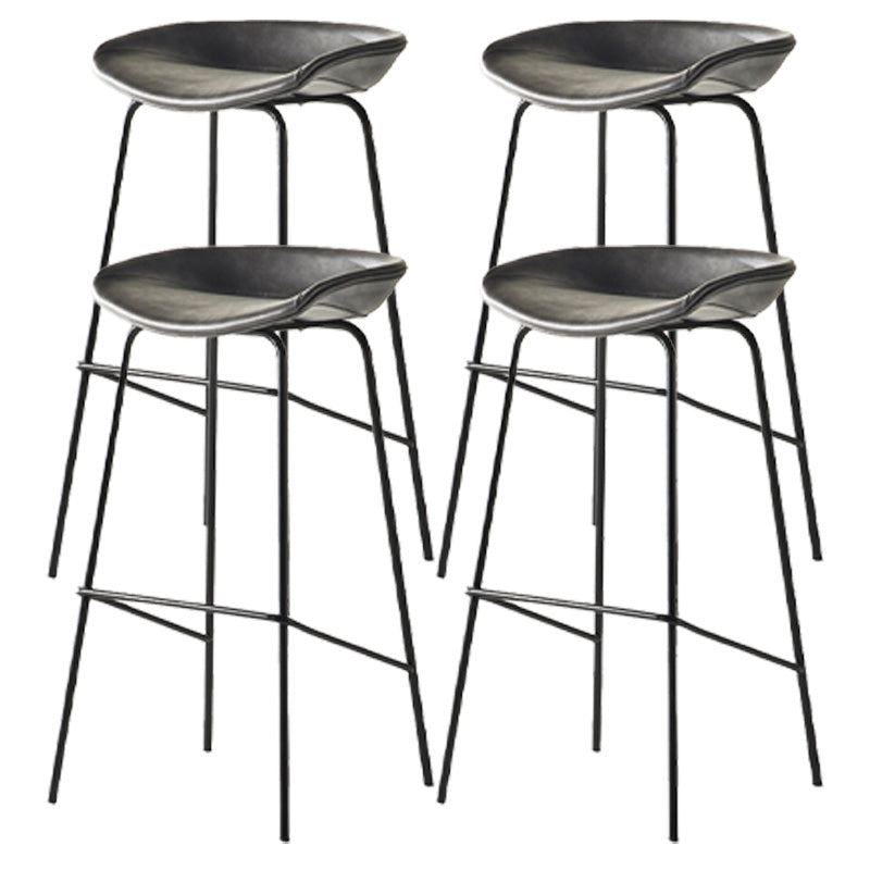 Modern Style Iron Bar Chair with Footrest Low Back Simple Bar Stool Grey 4 Piece Set Bar Stool(30"H) Clearhalo 'Bar Furniture' 'Bar Stools' 'bar_stools' 'furn' 'furn_bar_stools' 'furniture_bar_stools' 'Kitchen & Dining Furniture' 'kitchen&dining_furn' 'kitchen' 'kitchen_furn' Furniture' 4576074