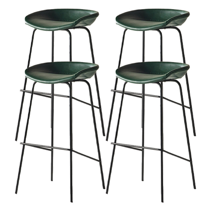 Modern Style Iron Bar Chair with Footrest Low Back Simple Bar Stool Green 4 Piece Set Bar Stool(30"H) Clearhalo 'Bar Furniture' 'Bar Stools' 'bar_stools' 'furn' 'furn_bar_stools' 'furniture_bar_stools' 'Kitchen & Dining Furniture' 'kitchen&dining_furn' 'kitchen' 'kitchen_furn' Furniture' 4576075