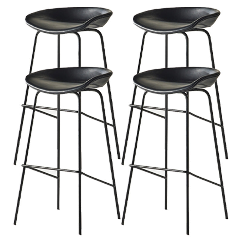 Modern Style Iron Bar Chair with Footrest Low Back Simple Bar Stool Black 4 Piece Set Bar Stool(30"H) Clearhalo 'Bar Furniture' 'Bar Stools' 'bar_stools' 'furn' 'furn_bar_stools' 'furniture_bar_stools' 'Kitchen & Dining Furniture' 'kitchen&dining_furn' 'kitchen' 'kitchen_furn' Furniture' 4576076