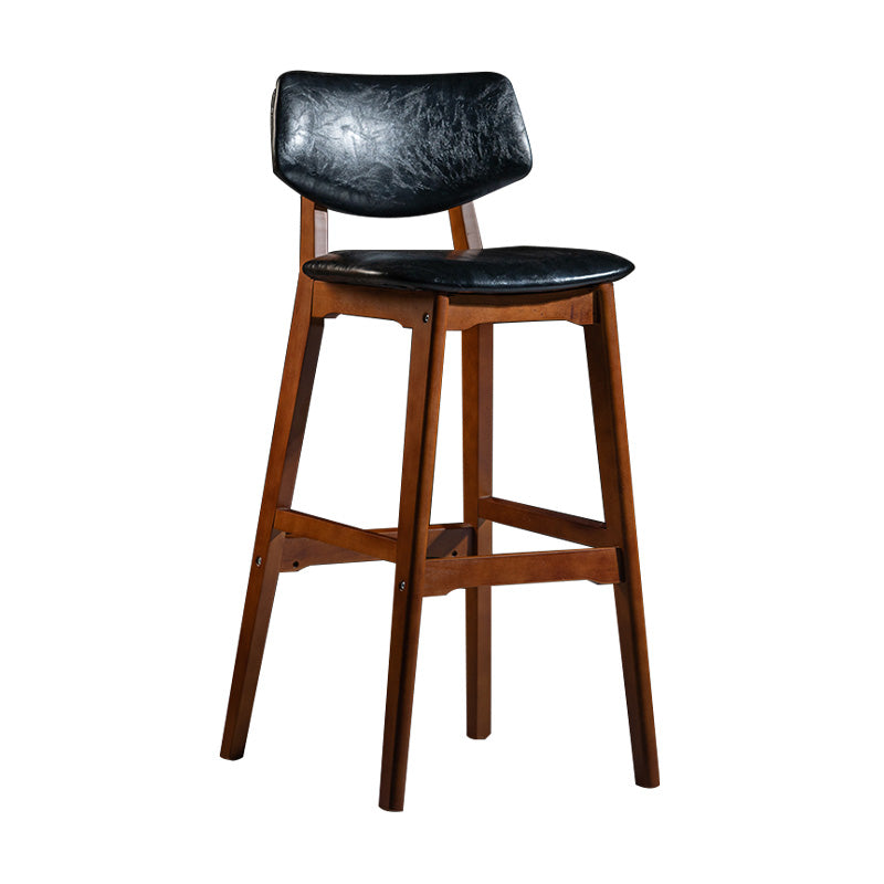 Scandinavia Style Bar-stool Wooden Legs Square Seat for Kitchen Bar Black Brown 1 Piece Clearhalo 'Bar Furniture' 'Bar Stools' 'bar_stools' 'furniture_bar_stools' 'Kitchen & Dining Furniture' 'kitchen&dining_furn' 'kitchen' 'kitchen_furn' Furniture' 4576088