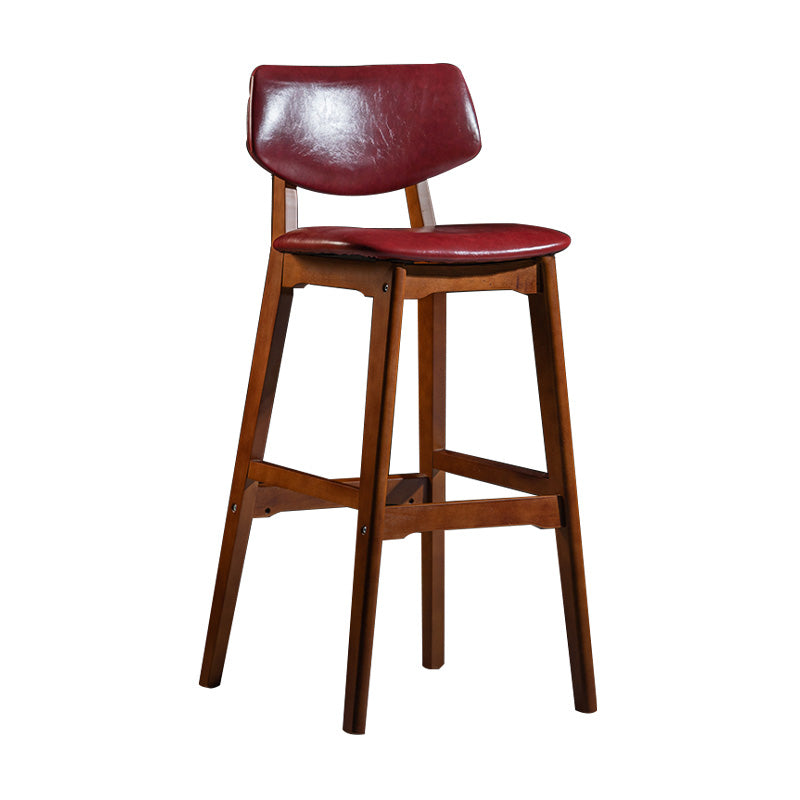Scandinavia Style Bar-stool Wooden Legs Square Seat for Kitchen Bar Burgundy Brown 1 Piece Clearhalo 'Bar Furniture' 'Bar Stools' 'bar_stools' 'furniture_bar_stools' 'Kitchen & Dining Furniture' 'kitchen&dining_furn' 'kitchen' 'kitchen_furn' Furniture' 4576094