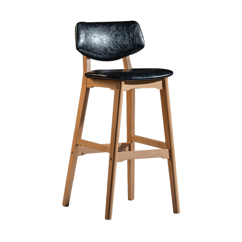 Scandinavia Style Bar-stool Wooden Legs Square Seat for Kitchen Bar Black Natural 1 Piece Clearhalo 'Bar Furniture' 'Bar Stools' 'bar_stools' 'furniture_bar_stools' 'Kitchen & Dining Furniture' 'kitchen&dining_furn' 'kitchen' 'kitchen_furn' Furniture' 4576104