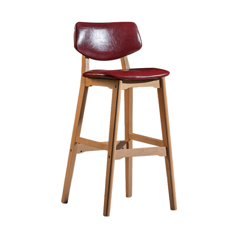 Scandinavia Style Bar-stool Wooden Legs Square Seat for Kitchen Bar Burgundy Natural 1 Piece Clearhalo 'Bar Furniture' 'Bar Stools' 'bar_stools' 'furniture_bar_stools' 'Kitchen & Dining Furniture' 'kitchen&dining_furn' 'kitchen' 'kitchen_furn' Furniture' 4576107