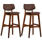 Scandinavia Style Bar-stool Wooden Legs Square Seat for Kitchen Bar Brown Brown Set of 2 Clearhalo 'Bar Furniture' 'Bar Stools' 'bar_stools' 'furniture_bar_stools' 'Kitchen & Dining Furniture' 'kitchen&dining_furn' 'kitchen' 'kitchen_furn' Furniture' 4576113
