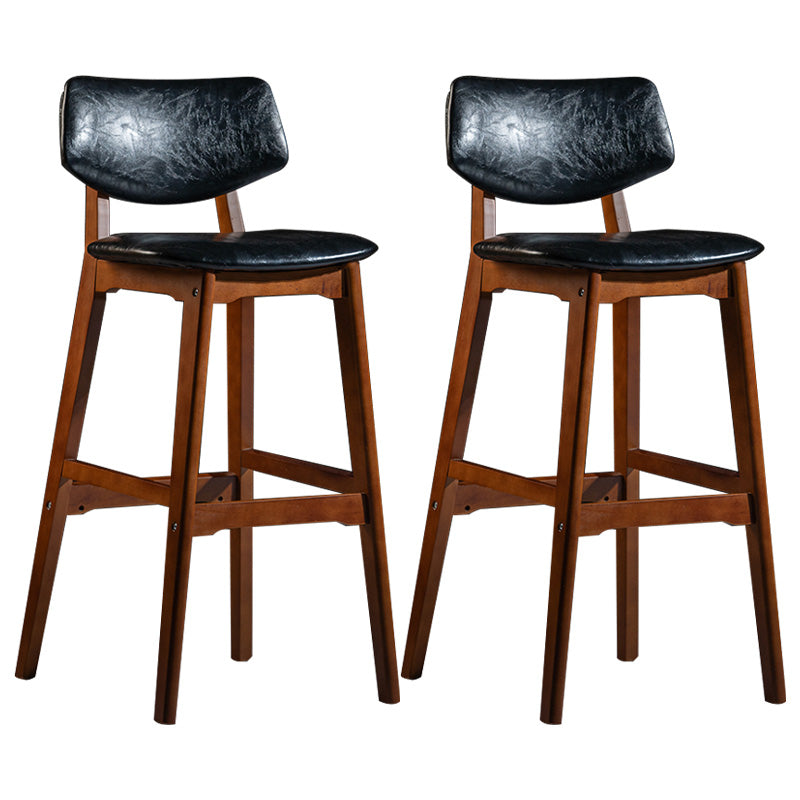 Scandinavia Style Bar-stool Wooden Legs Square Seat for Kitchen Bar Black Brown Set of 2 Clearhalo 'Bar Furniture' 'Bar Stools' 'bar_stools' 'furniture_bar_stools' 'Kitchen & Dining Furniture' 'kitchen&dining_furn' 'kitchen' 'kitchen_furn' Furniture' 4576115