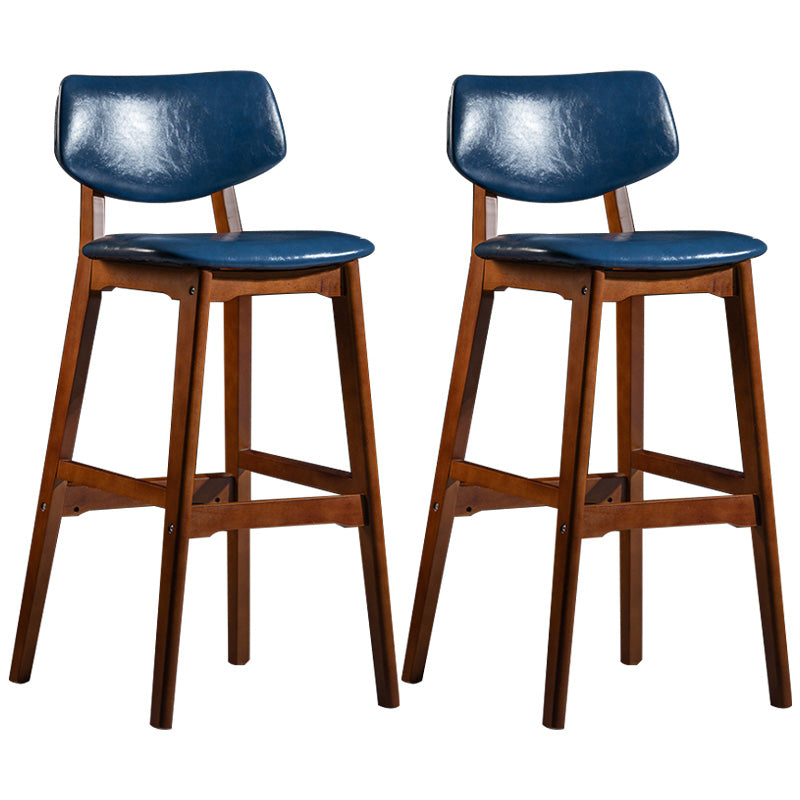 Scandinavia Style Bar-stool Wooden Legs Square Seat for Kitchen Bar Royal Blue Brown Set of 2 Clearhalo 'Bar Furniture' 'Bar Stools' 'bar_stools' 'furniture_bar_stools' 'Kitchen & Dining Furniture' 'kitchen&dining_furn' 'kitchen' 'kitchen_furn' Furniture' 4576120