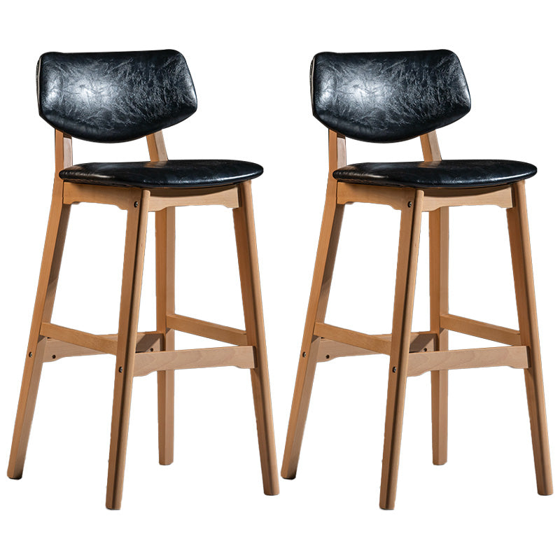 Scandinavia Style Bar-stool Wooden Legs Square Seat for Kitchen Bar Black Natural Set of 2 Clearhalo 'Bar Furniture' 'Bar Stools' 'bar_stools' 'furniture_bar_stools' 'Kitchen & Dining Furniture' 'kitchen&dining_furn' 'kitchen' 'kitchen_furn' Furniture' 4576126