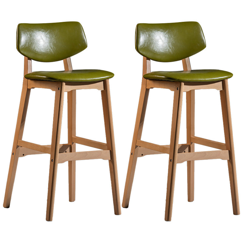 Scandinavia Style Bar-stool Wooden Legs Square Seat for Kitchen Bar Olive Green Natural Set of 2 Clearhalo 'Bar Furniture' 'Bar Stools' 'bar_stools' 'furniture_bar_stools' 'Kitchen & Dining Furniture' 'kitchen&dining_furn' 'kitchen' 'kitchen_furn' Furniture' 4576127