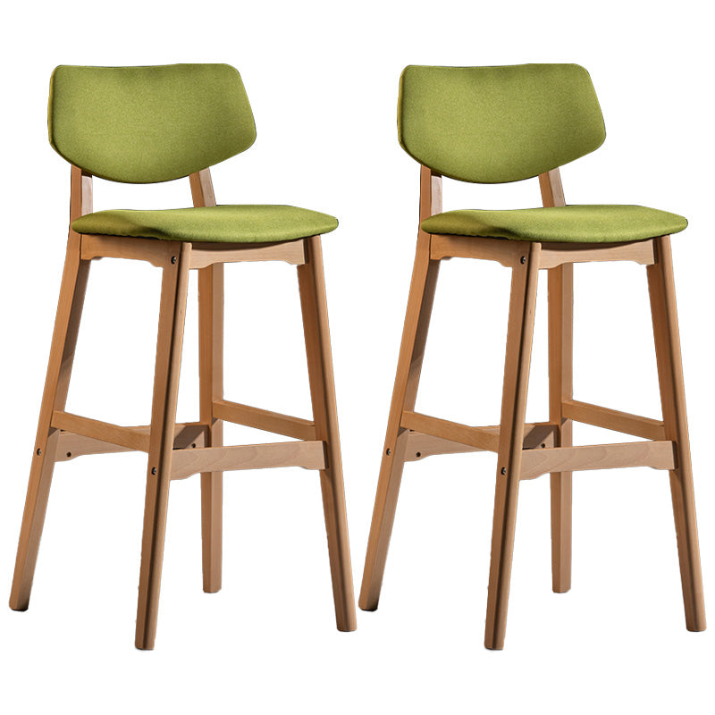 Scandinavia Style Bar-stool Wooden Legs Square Seat for Kitchen Bar Green Natural Set of 2 Clearhalo 'Bar Furniture' 'Bar Stools' 'bar_stools' 'furniture_bar_stools' 'Kitchen & Dining Furniture' 'kitchen&dining_furn' 'kitchen' 'kitchen_furn' Furniture' 4576130