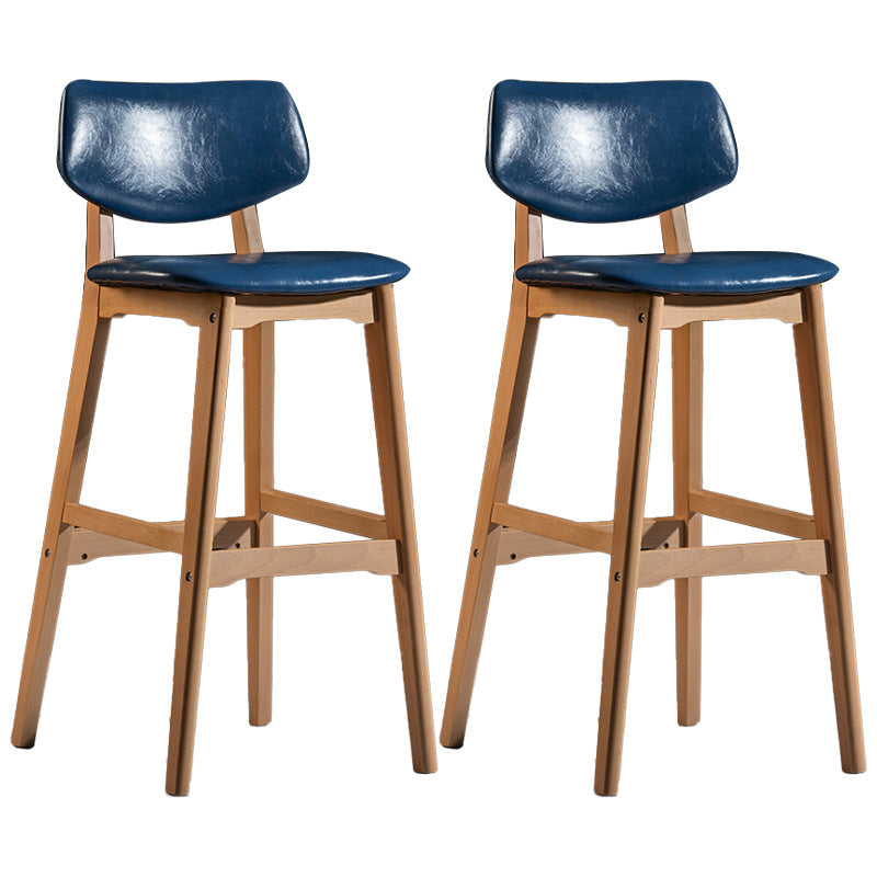 Scandinavia Style Bar-stool Wooden Legs Square Seat for Kitchen Bar Royal Blue Natural Set of 2 Clearhalo 'Bar Furniture' 'Bar Stools' 'bar_stools' 'furniture_bar_stools' 'Kitchen & Dining Furniture' 'kitchen&dining_furn' 'kitchen' 'kitchen_furn' Furniture' 4576131
