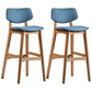 Scandinavia Style Bar-stool Wooden Legs Square Seat for Kitchen Bar Blue Natural Set of 2 Clearhalo 'Bar Furniture' 'Bar Stools' 'bar_stools' 'furniture_bar_stools' 'Kitchen & Dining Furniture' 'kitchen&dining_furn' 'kitchen' 'kitchen_furn' Furniture' 4576132