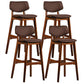 Scandinavia Style Bar-stool Wooden Legs Square Seat for Kitchen Bar Brown Brown Set of 4 Clearhalo 'Bar Furniture' 'Bar Stools' 'bar_stools' 'furniture_bar_stools' 'Kitchen & Dining Furniture' 'kitchen&dining_furn' 'kitchen' 'kitchen_furn' Furniture' 4576135