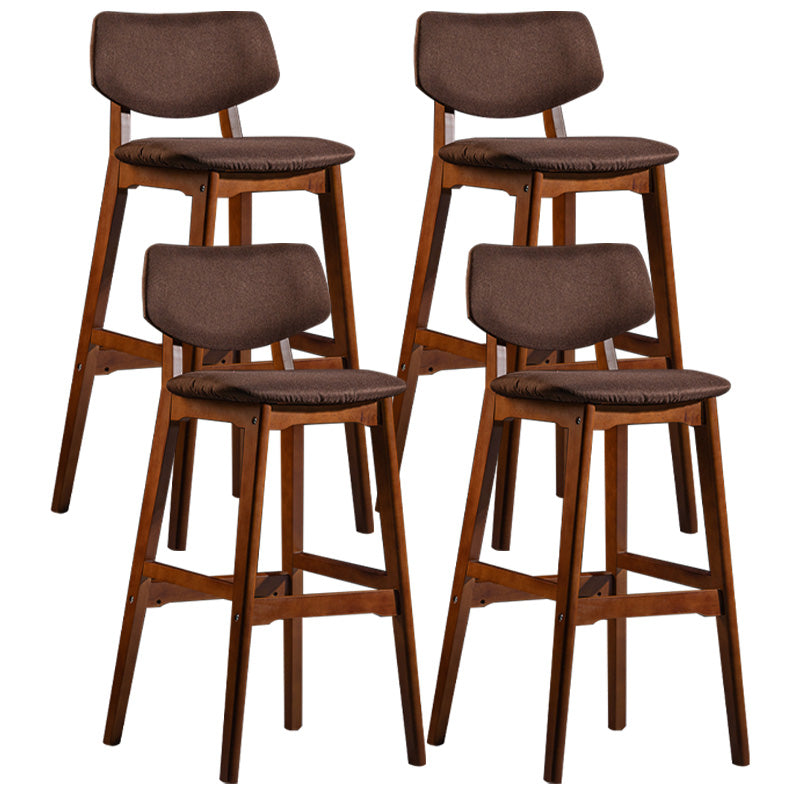 Scandinavia Style Bar-stool Wooden Legs Square Seat for Kitchen Bar Brown Brown Set of 4 Clearhalo 'Bar Furniture' 'Bar Stools' 'bar_stools' 'furniture_bar_stools' 'Kitchen & Dining Furniture' 'kitchen&dining_furn' 'kitchen' 'kitchen_furn' Furniture' 4576135