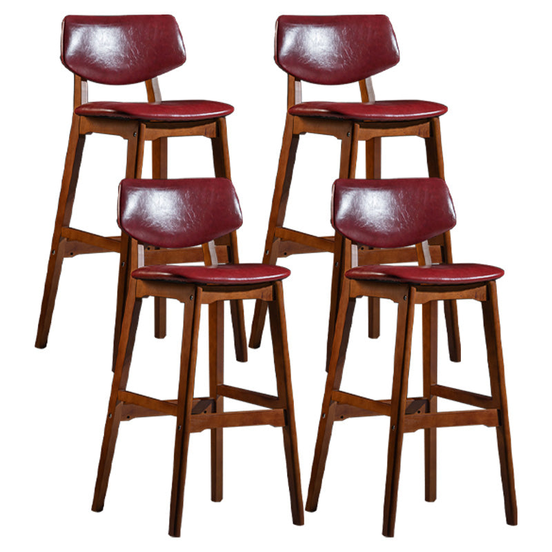 Scandinavia Style Bar-stool Wooden Legs Square Seat for Kitchen Bar Burgundy Brown Set of 4 Clearhalo 'Bar Furniture' 'Bar Stools' 'bar_stools' 'furniture_bar_stools' 'Kitchen & Dining Furniture' 'kitchen&dining_furn' 'kitchen' 'kitchen_furn' Furniture' 4576140
