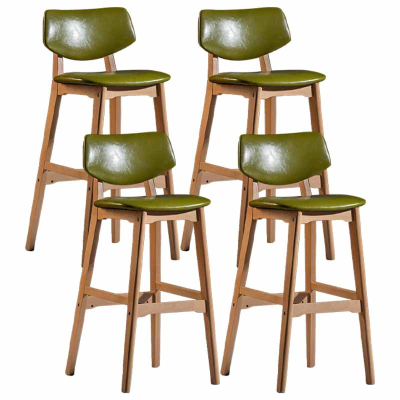 Scandinavia Style Bar-stool Wooden Legs Square Seat for Kitchen Bar Olive Green Natural Set of 4 Clearhalo 'Bar Furniture' 'Bar Stools' 'bar_stools' 'furniture_bar_stools' 'Kitchen & Dining Furniture' 'kitchen&dining_furn' 'kitchen' 'kitchen_furn' Furniture' 4576149