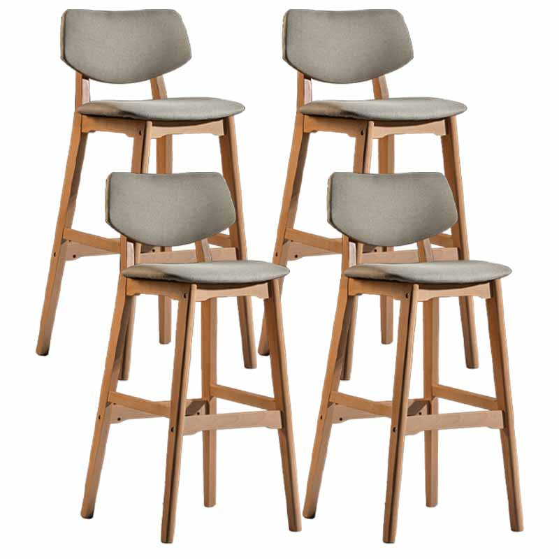 Scandinavia Style Bar-stool Wooden Legs Square Seat for Kitchen Bar Khaki Natural Set of 4 Clearhalo 'Bar Furniture' 'Bar Stools' 'bar_stools' 'furniture_bar_stools' 'Kitchen & Dining Furniture' 'kitchen&dining_furn' 'kitchen' 'kitchen_furn' Furniture' 4576150