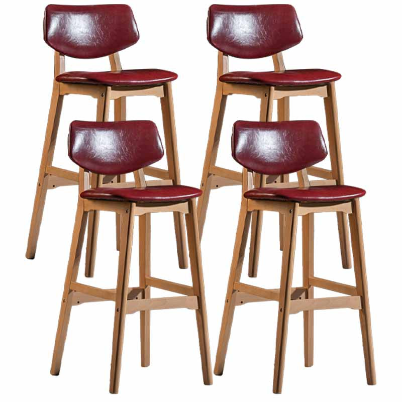 Scandinavia Style Bar-stool Wooden Legs Square Seat for Kitchen Bar Burgundy Natural Set of 4 Clearhalo 'Bar Furniture' 'Bar Stools' 'bar_stools' 'furniture_bar_stools' 'Kitchen & Dining Furniture' 'kitchen&dining_furn' 'kitchen' 'kitchen_furn' Furniture' 4576151