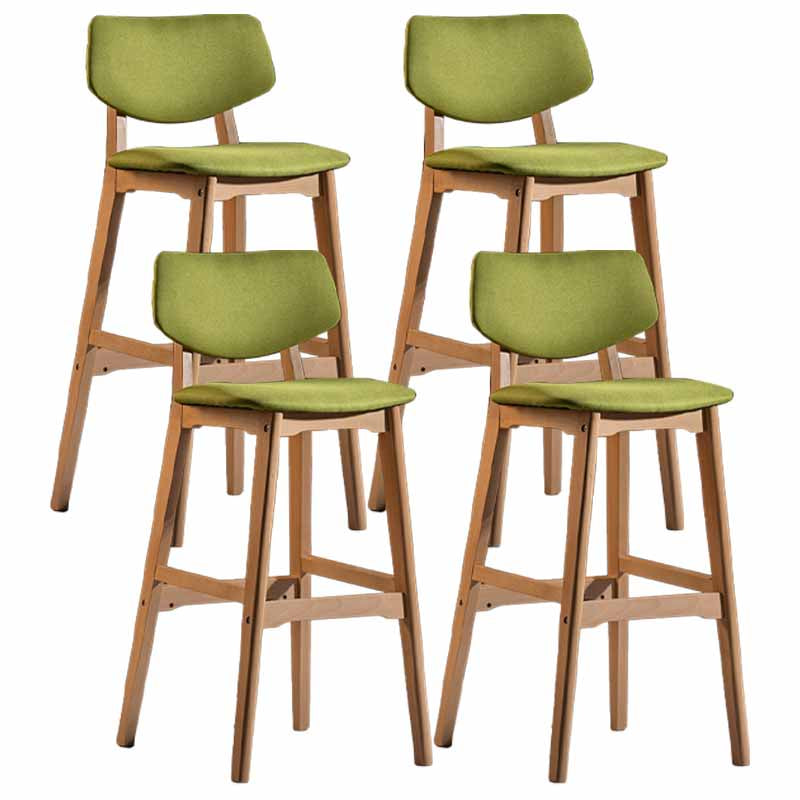 Scandinavia Style Bar-stool Wooden Legs Square Seat for Kitchen Bar Green Natural Set of 4 Clearhalo 'Bar Furniture' 'Bar Stools' 'bar_stools' 'furniture_bar_stools' 'Kitchen & Dining Furniture' 'kitchen&dining_furn' 'kitchen' 'kitchen_furn' Furniture' 4576152