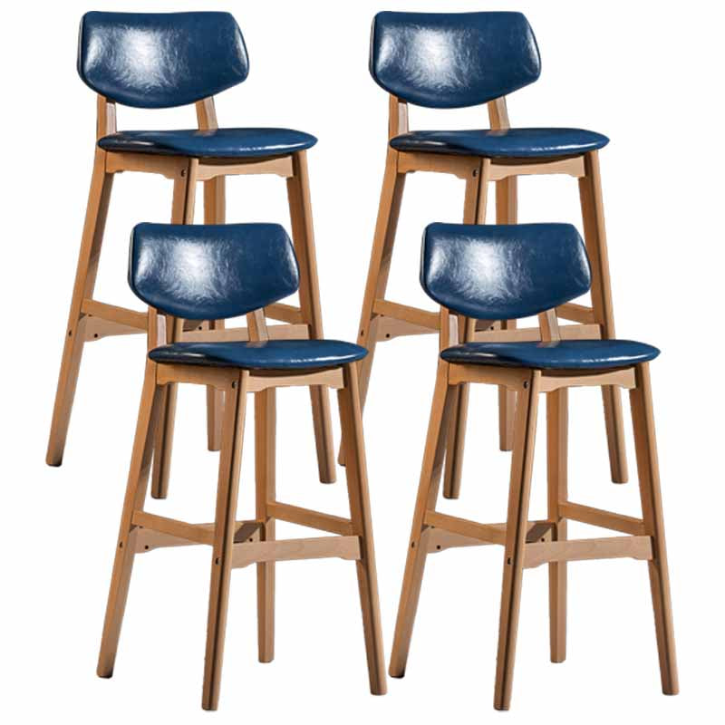Scandinavia Style Bar-stool Wooden Legs Square Seat for Kitchen Bar Royal Blue Natural Set of 4 Clearhalo 'Bar Furniture' 'Bar Stools' 'bar_stools' 'furniture_bar_stools' 'Kitchen & Dining Furniture' 'kitchen&dining_furn' 'kitchen' 'kitchen_furn' Furniture' 4576153