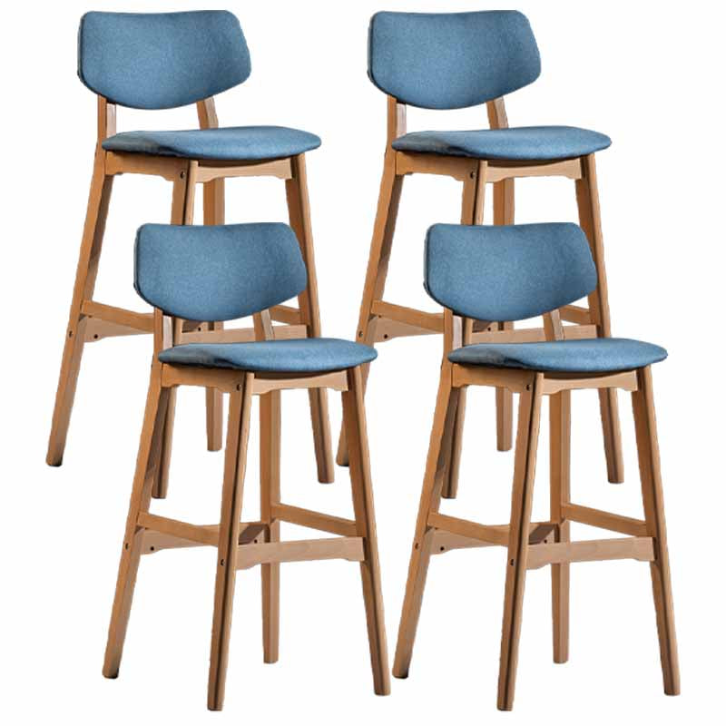 Scandinavia Style Bar-stool Wooden Legs Square Seat for Kitchen Bar Blue Natural Set of 4 Clearhalo 'Bar Furniture' 'Bar Stools' 'bar_stools' 'furniture_bar_stools' 'Kitchen & Dining Furniture' 'kitchen&dining_furn' 'kitchen' 'kitchen_furn' Furniture' 4576154