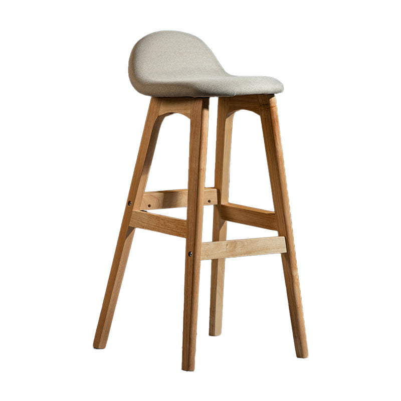 Scandinavia Style Bar-stool Linen Blend Seat Wooden Legs for Kitchen Bar Khaki 1 Piece Clearhalo 'Bar Furniture' 'Bar Stools' 'bar_stools' 'furn' 'furn_bar_stools' 'furniture_bar_stools' 'Kitchen & Dining Furniture' 'kitchen&dining_furn' 'kitchen' 'kitchen_furn' Furniture' 4576157