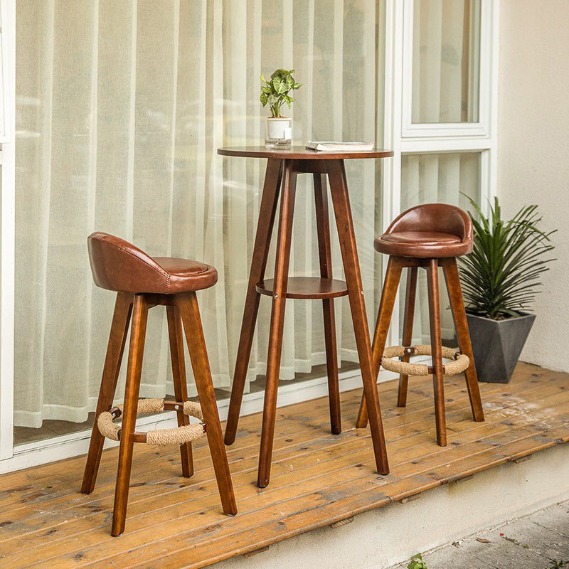 Scandinavia Style Bar-stool Linen Blend Seat Wooden Legs for Kitchen Bar Clearhalo 'Bar Furniture' 'Bar Stools' 'bar_stools' 'furn' 'furn_bar_stools' 'furniture_bar_stools' 'Kitchen & Dining Furniture' 'kitchen&dining_furn' 'kitchen' 'kitchen_furn' Furniture' 4576161