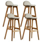 Scandinavia Style Bar-stool Linen Blend Seat Wooden Legs for Kitchen Bar Khaki 4 Piece Set Clearhalo 'Bar Furniture' 'Bar Stools' 'bar_stools' 'furn' 'furn_bar_stools' 'furniture_bar_stools' 'Kitchen & Dining Furniture' 'kitchen&dining_furn' 'kitchen' 'kitchen_furn' Furniture' 4576168