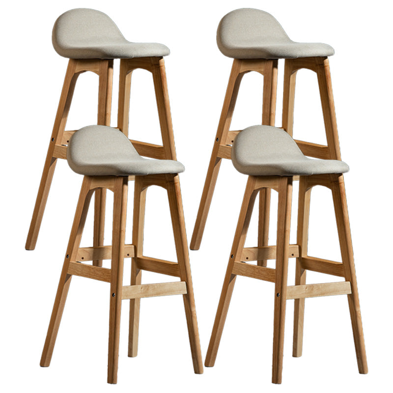 Scandinavia Style Bar-stool Linen Blend Seat Wooden Legs for Kitchen Bar Khaki 4 Piece Set Clearhalo 'Bar Furniture' 'Bar Stools' 'bar_stools' 'furn' 'furn_bar_stools' 'furniture_bar_stools' 'Kitchen & Dining Furniture' 'kitchen&dining_furn' 'kitchen' 'kitchen_furn' Furniture' 4576168