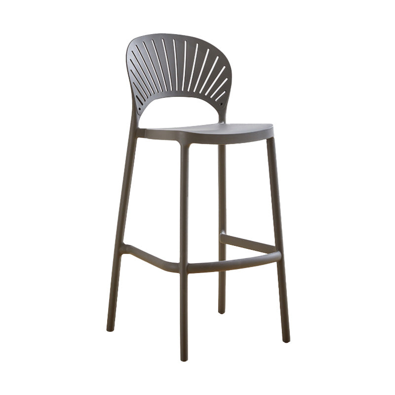 Modern Style Plastic Bar Stool with Footrest Low Back Outdoor Stackable Bar Stool Grey 1 Piece Clearhalo 'Bar Furniture' 'Bar Stools' 'bar_stools' 'furn' 'furn_bar_stools' 'furniture_bar_stools' 'Kitchen & Dining Furniture' 'kitchen&dining_furn' 'kitchen' 'kitchen_furn' Furniture' 4576174