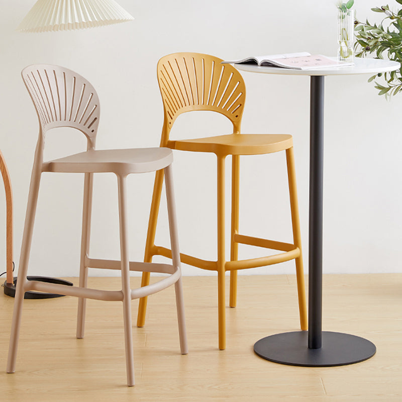 Modern Style Plastic Bar Stool with Footrest Low Back Outdoor Stackable Bar Stool Clearhalo 'Bar Furniture' 'Bar Stools' 'bar_stools' 'furn' 'furn_bar_stools' 'furniture_bar_stools' 'Kitchen & Dining Furniture' 'kitchen&dining_furn' 'kitchen' 'kitchen_furn' Furniture' 4576176
