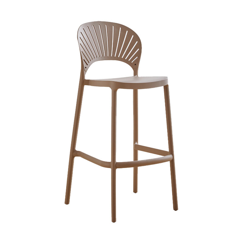 Modern Style Plastic Bar Stool with Footrest Low Back Outdoor Stackable Bar Stool Pink 1 Piece Clearhalo 'Bar Furniture' 'Bar Stools' 'bar_stools' 'furn' 'furn_bar_stools' 'furniture_bar_stools' 'Kitchen & Dining Furniture' 'kitchen&dining_furn' 'kitchen' 'kitchen_furn' Furniture' 4576179