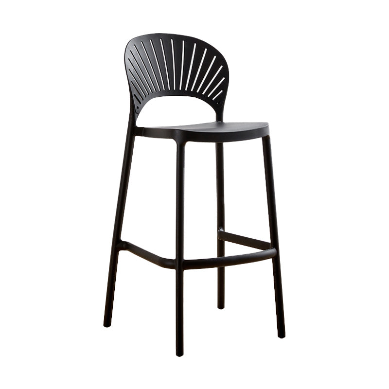 Modern Style Plastic Bar Stool with Footrest Low Back Outdoor Stackable Bar Stool Black 1 Piece Clearhalo 'Bar Furniture' 'Bar Stools' 'bar_stools' 'furn' 'furn_bar_stools' 'furniture_bar_stools' 'Kitchen & Dining Furniture' 'kitchen&dining_furn' 'kitchen' 'kitchen_furn' Furniture' 4576183