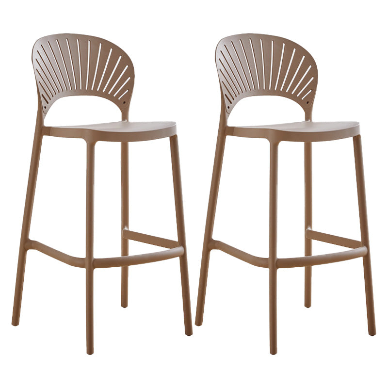 Modern Style Plastic Bar Stool with Footrest Low Back Outdoor Stackable Bar Stool Pink 2 Piece Set Clearhalo 'Bar Furniture' 'Bar Stools' 'bar_stools' 'furn' 'furn_bar_stools' 'furniture_bar_stools' 'Kitchen & Dining Furniture' 'kitchen&dining_furn' 'kitchen' 'kitchen_furn' Furniture' 4576192