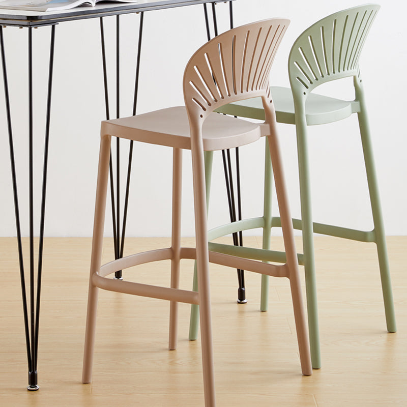 Modern Style Plastic Bar Stool with Footrest Low Back Outdoor Stackable Bar Stool Clearhalo 'Bar Furniture' 'Bar Stools' 'bar_stools' 'furn' 'furn_bar_stools' 'furniture_bar_stools' 'Kitchen & Dining Furniture' 'kitchen&dining_furn' 'kitchen' 'kitchen_furn' Furniture' 4576193