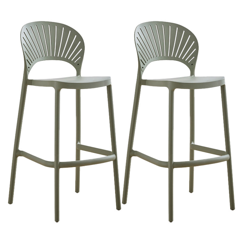 Modern Style Plastic Bar Stool with Footrest Low Back Outdoor Stackable Bar Stool Green 2 Piece Set Clearhalo 'Bar Furniture' 'Bar Stools' 'bar_stools' 'furn' 'furn_bar_stools' 'furniture_bar_stools' 'Kitchen & Dining Furniture' 'kitchen&dining_furn' 'kitchen' 'kitchen_furn' Furniture' 4576194