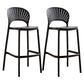 Modern Style Plastic Bar Stool with Footrest Low Back Outdoor Stackable Bar Stool Black 2 Piece Set Clearhalo 'Bar Furniture' 'Bar Stools' 'bar_stools' 'furn' 'furn_bar_stools' 'furniture_bar_stools' 'Kitchen & Dining Furniture' 'kitchen&dining_furn' 'kitchen' 'kitchen_furn' Furniture' 4576195