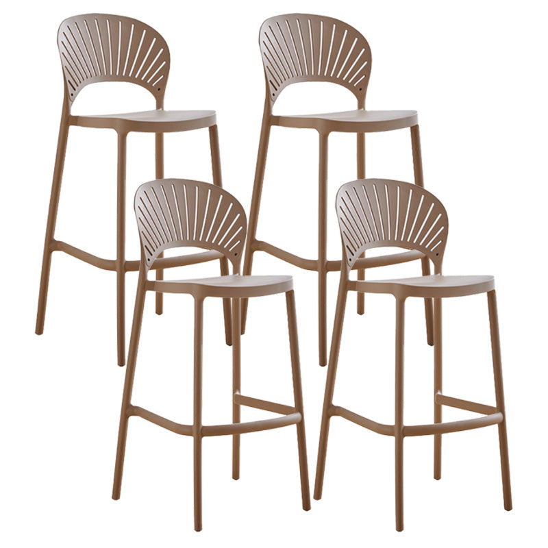 Modern Style Plastic Bar Stool with Footrest Low Back Outdoor Stackable Bar Stool Pink 4 Piece Set Clearhalo 'Bar Furniture' 'Bar Stools' 'bar_stools' 'furn' 'furn_bar_stools' 'furniture_bar_stools' 'Kitchen & Dining Furniture' 'kitchen&dining_furn' 'kitchen' 'kitchen_furn' Furniture' 4576200