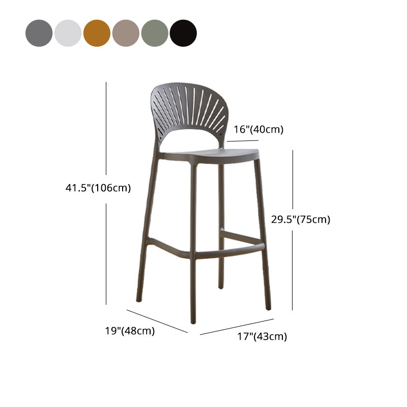 Modern Style Plastic Bar Stool with Footrest Low Back Outdoor Stackable Bar Stool Clearhalo 'Bar Furniture' 'Bar Stools' 'bar_stools' 'furn' 'furn_bar_stools' 'furniture_bar_stools' 'Kitchen & Dining Furniture' 'kitchen&dining_furn' 'kitchen' 'kitchen_furn' Furniture' 4576204